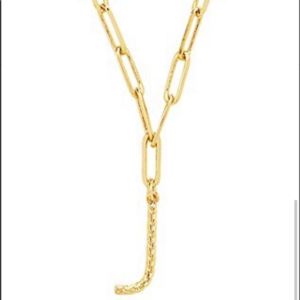 NEW Sterling Forever 14K Goldtone Braided J Initital Pendant Necklace